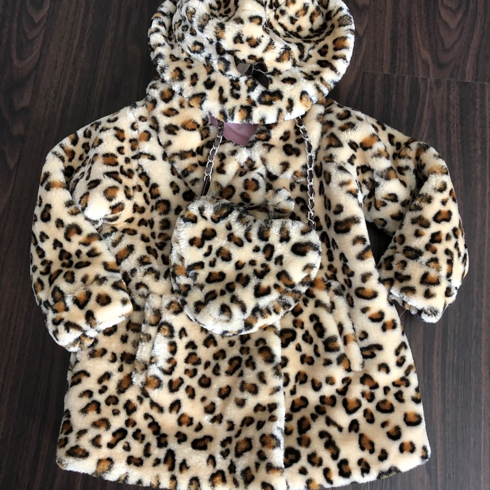 3 piece kids leopard coat